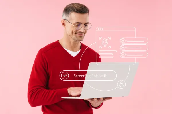 man is klaar met zijn screening